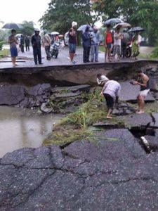 Road washed, Assam flood